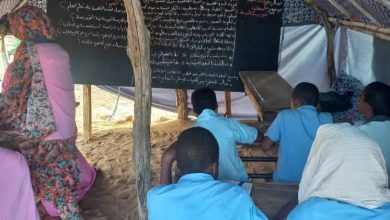 عريش مكان فصل دراسي لمدرسة لگويس المنهارة